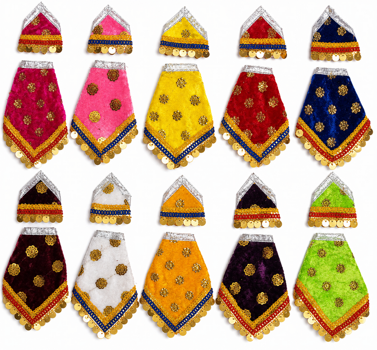 Premium Velvet Sai Baba Idol Dress – Embroidered Designer Vastra | 10 Colours Set | Size 0–6